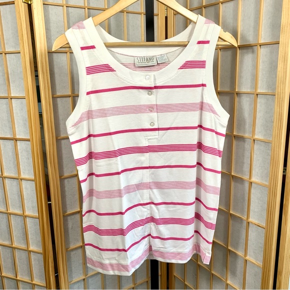 Stefano Ricci Tops - Stefano Pink & White Stripe Muscle Tee / Tank
